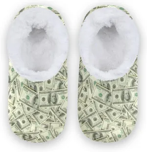 Money American Hundred Dollar Bills Kids House Slippers Vintage Cash Boys Closed Back Fuzzy Feet Slippers Girls Coral Fleece Slipper Socks No Skid Warm Cozy Home Slippers For Indoor Outdoor Winter Be