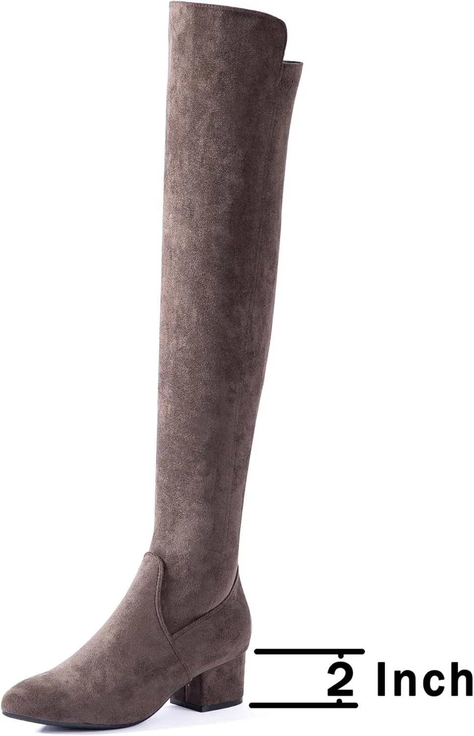 Mtzyoa Women Over The Knee Boots Suede Thigh High Low Block Heel Stretch OTK Walking Comfort