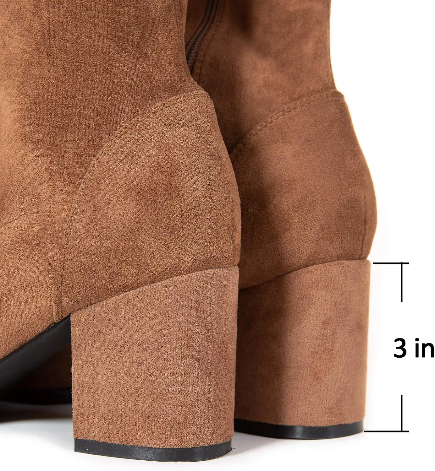N.N.G Women Over Knee Boots Thigh High Suede Block Heel Lace Up Black Winter Long OTK Comfort