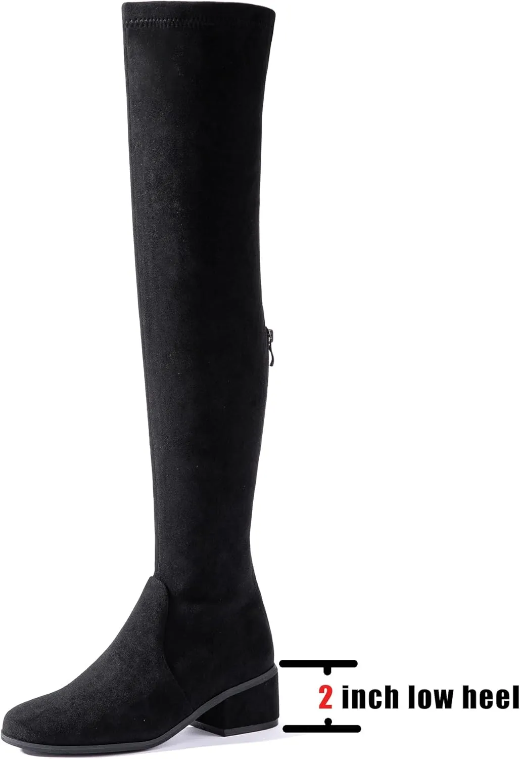 N.N.G Women Over the Knee Boots Low Heel Winter Block Suede Thigh High Chunky OTK Long Comfort