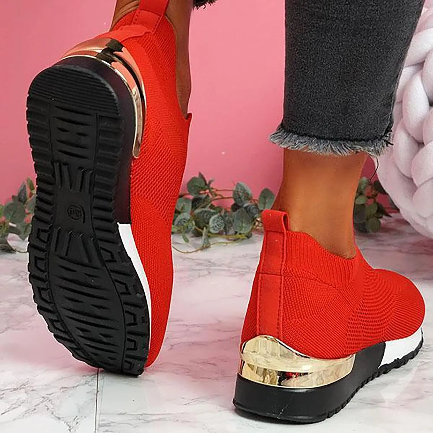 oiangi Women's Athletic Walking Shoes Casual Mesh-Breathable Comfortable Non-Slip Work Sneakers