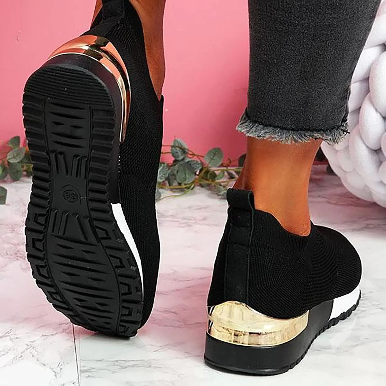 oiangi Women's Athletic Walking Shoes Casual Mesh-Breathable Comfortable Non-Slip Work Sneakers