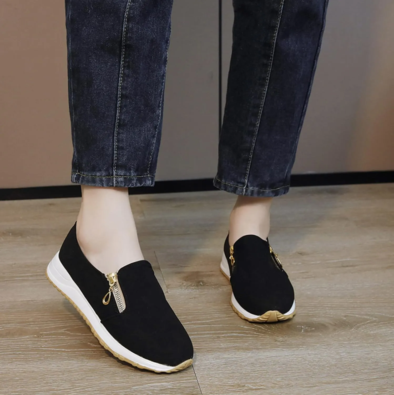 Orthopedic Diabetic Shoes for Women Slip On Walking Sneakers with Arch Support Comfortable Casual Loafers Plantar Fasciitis Foot Pain Relief
