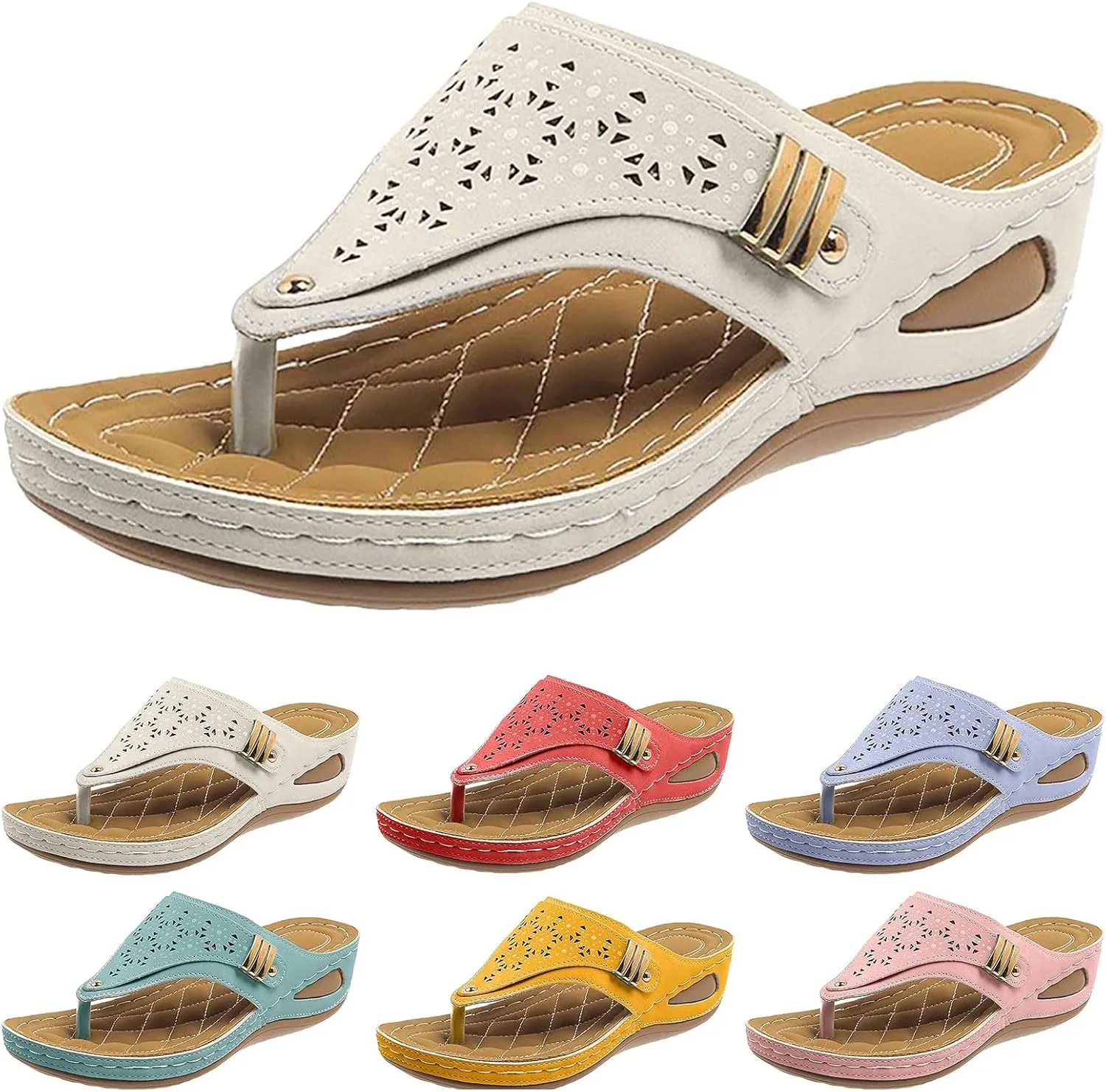 Orthopedic Sandals for Women Breathable Mesh Hollow Sports Comfortable Flip Flops Arch Support Slippers Sandals