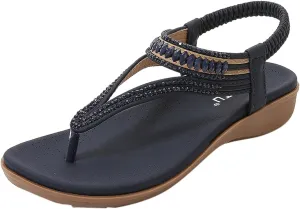 peqiut Sandals for Women Bohemian Beach Flip Flops Thick Soled Slippers Outdoor Breathable Womens Sandals