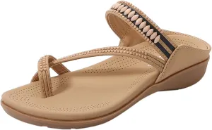 peqiut Sandals for Women Wedges Bohemian Beach Flip Flops Slippers Outdoor Breathable Womens Sandals