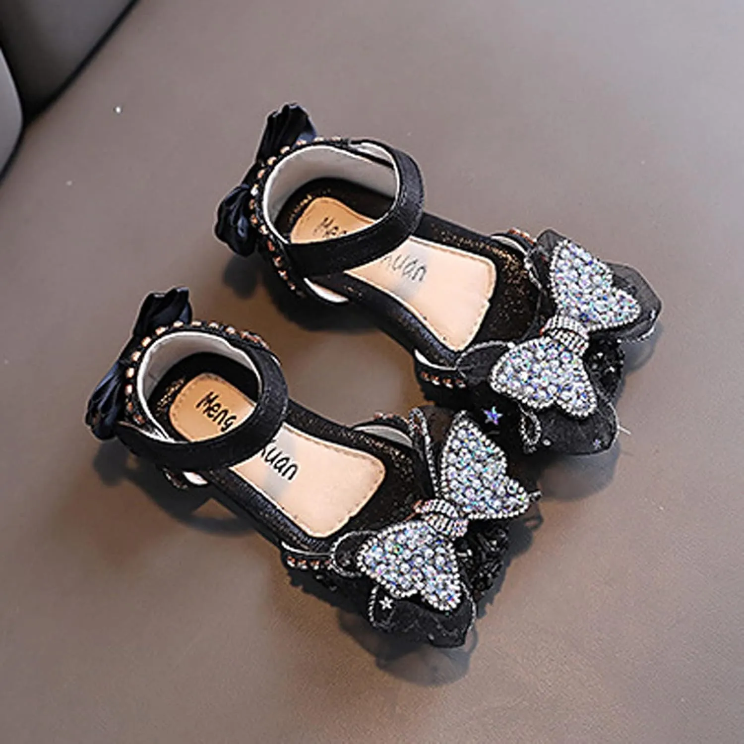 Princess Shoes for Kids Fashion Spring and Summer Girls Sandals Dress Dance Show Princess Shoes Flat Bottom Rhinestone (Black-b, 10 Toddler)
