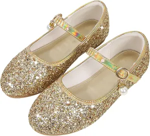 Princess Shoes, Girls Mary Jane Shoes Toddler Kids Glitter Sparkly Dress Up Sandals Wedding Party Birthday Gifts