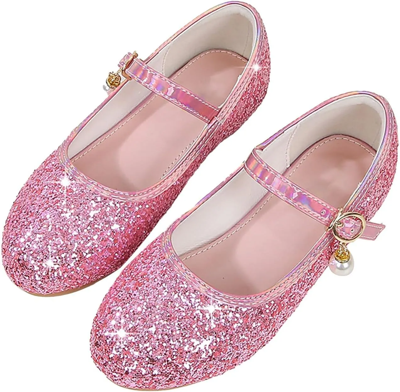 Princess Shoes, Girls Mary Jane Shoes Toddler Kids Glitter Sparkly Dress Up Sandals Wedding Party Birthday Gifts