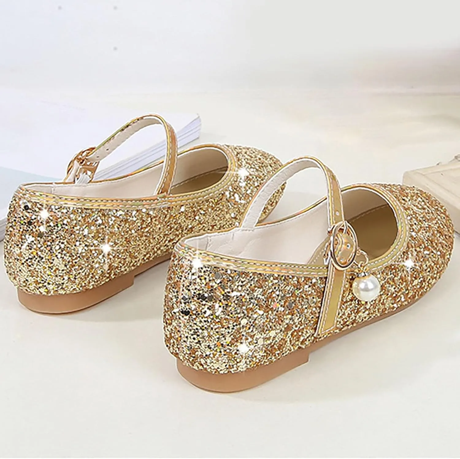 Princess Shoes, Girls Mary Jane Shoes Toddler Kids Glitter Sparkly Dress Up Sandals Wedding Party Birthday Gifts