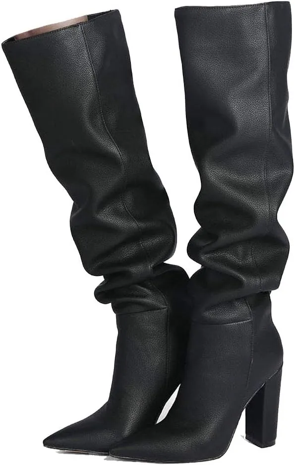 Roimaash Women's Over-the-knee Boots Thigh High Heels Slouch Boots