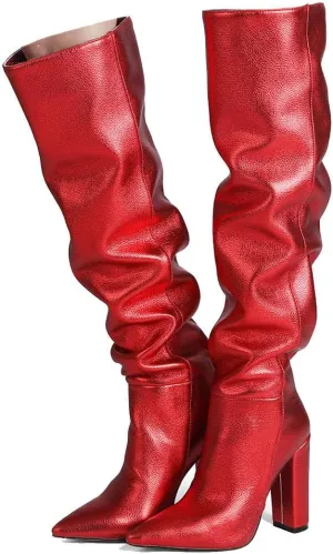 Roimaash Women's Over-the-knee Boots Thigh High Heels Slouch Boots