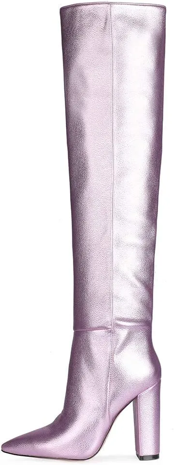 Roimaash Women's Over-the-knee Boots Thigh High Heels Slouch Boots