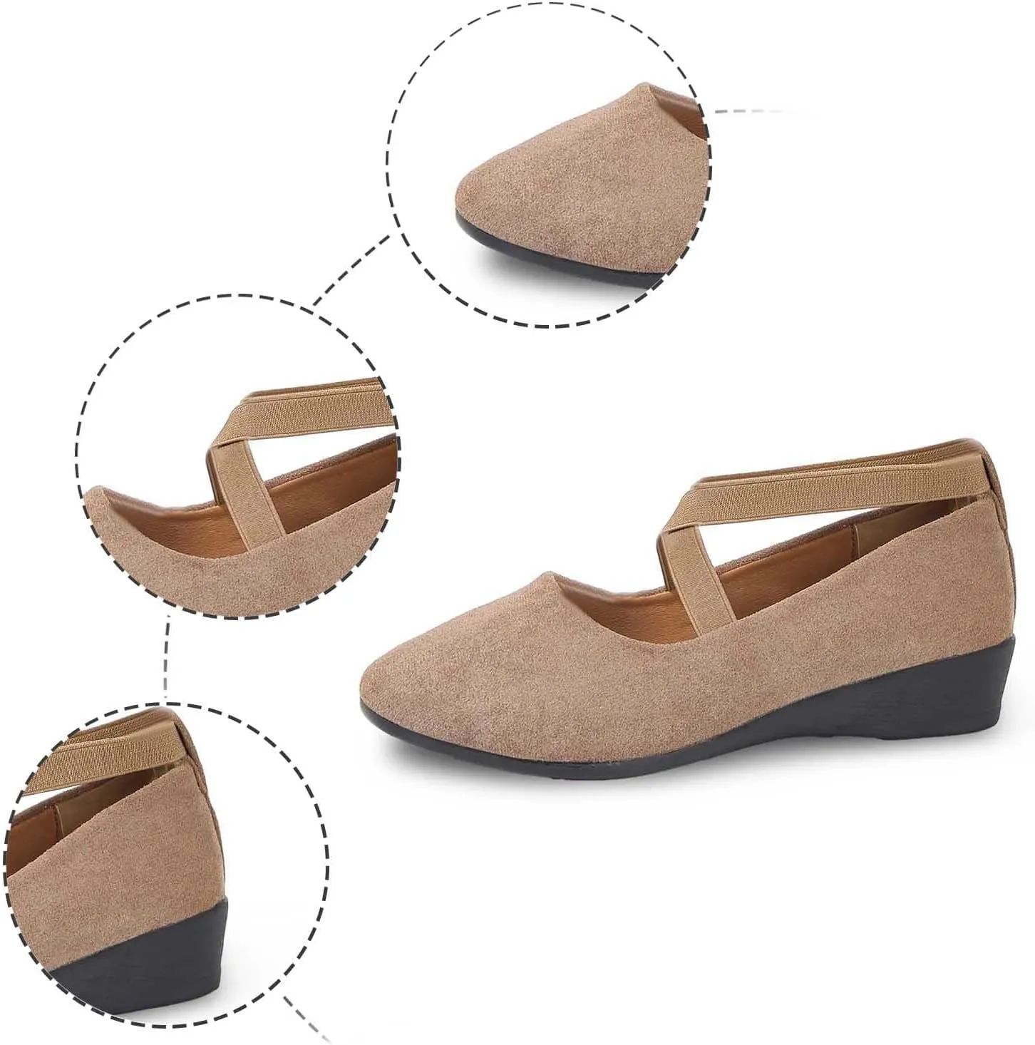 Round Toe Women Flat Shoes Slip On Girls Dress Black Ballet Flats Comfortable Lightweight Walking and Driving Shoes Ladies Elegant Flat Footwear Flexible for Comfort