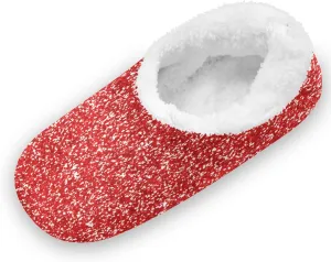 Ruby Red Color Glitter Sparkle Slippers for Kids Home House Fuzzy Slipper Indoor Soft Plush Fleece Non Slip Casual Shoes for Boys Girls, XS