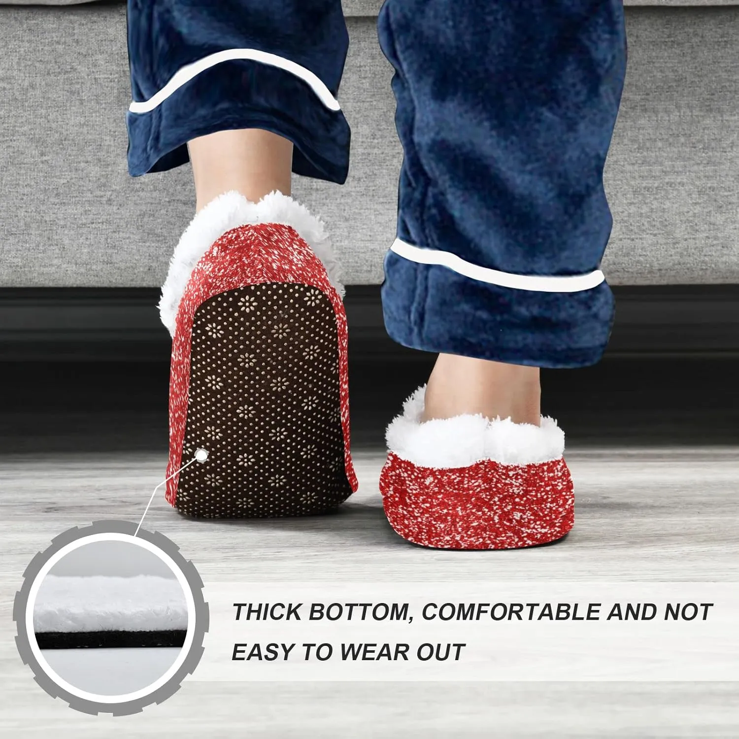 Ruby Red Color Glitter Sparkle Slippers for Kids Home House Fuzzy Slipper Indoor Soft Plush Fleece Non Slip Casual Shoes for Boys Girls, XS