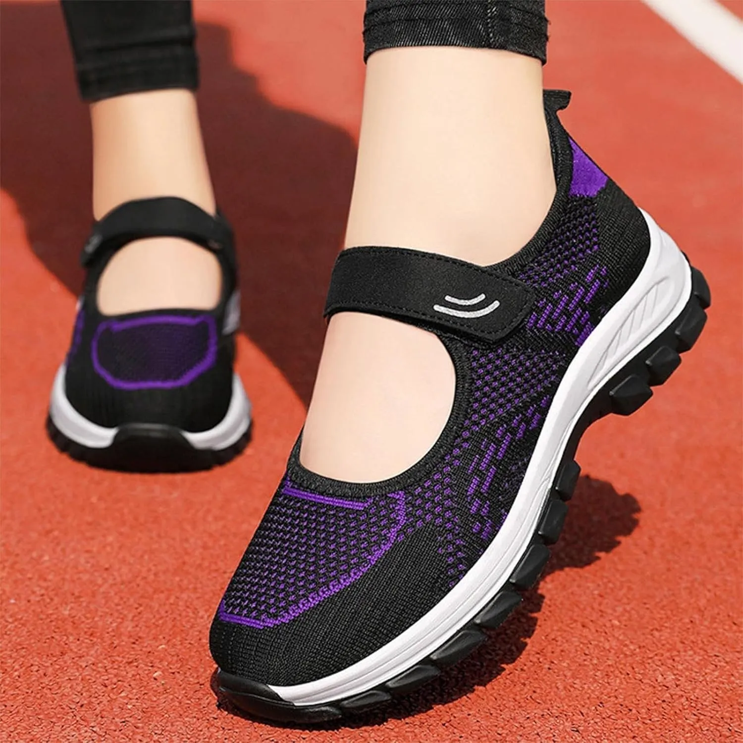 Running Shoes for Women Casual Shoes Elastic Fly Woven Mesh Shoes Hook and Loop Strap Running Shoes for Women