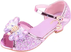 School Shoes for Girls Children Shoes with Diamond Shiny Sandals Princess Shoes Bow High Heels Show Princess