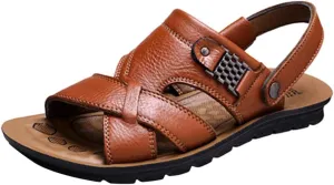 Slides Beach Fashion Leather Men's Sandals Breathable Outdoor Slippers Shoes Men's Lace Sandals