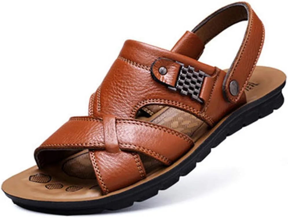 Slides Beach Fashion Leather Men's Sandals Breathable Outdoor Slippers Shoes Men's Lace Sandals