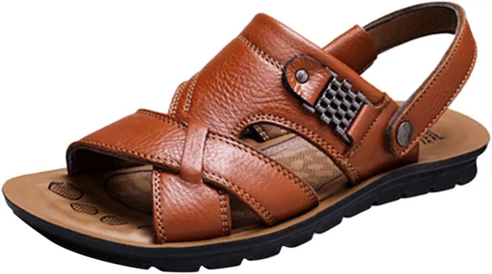 Slides Beach Fashion Leather Men's Sandals Breathable Outdoor Slippers Shoes Men's Lace Sandals