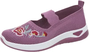 Slip On Shoes for Women Fashion Printed Labor Work Shoes Hook and Loop Strap Walking Shoes Arch Support Shoes
