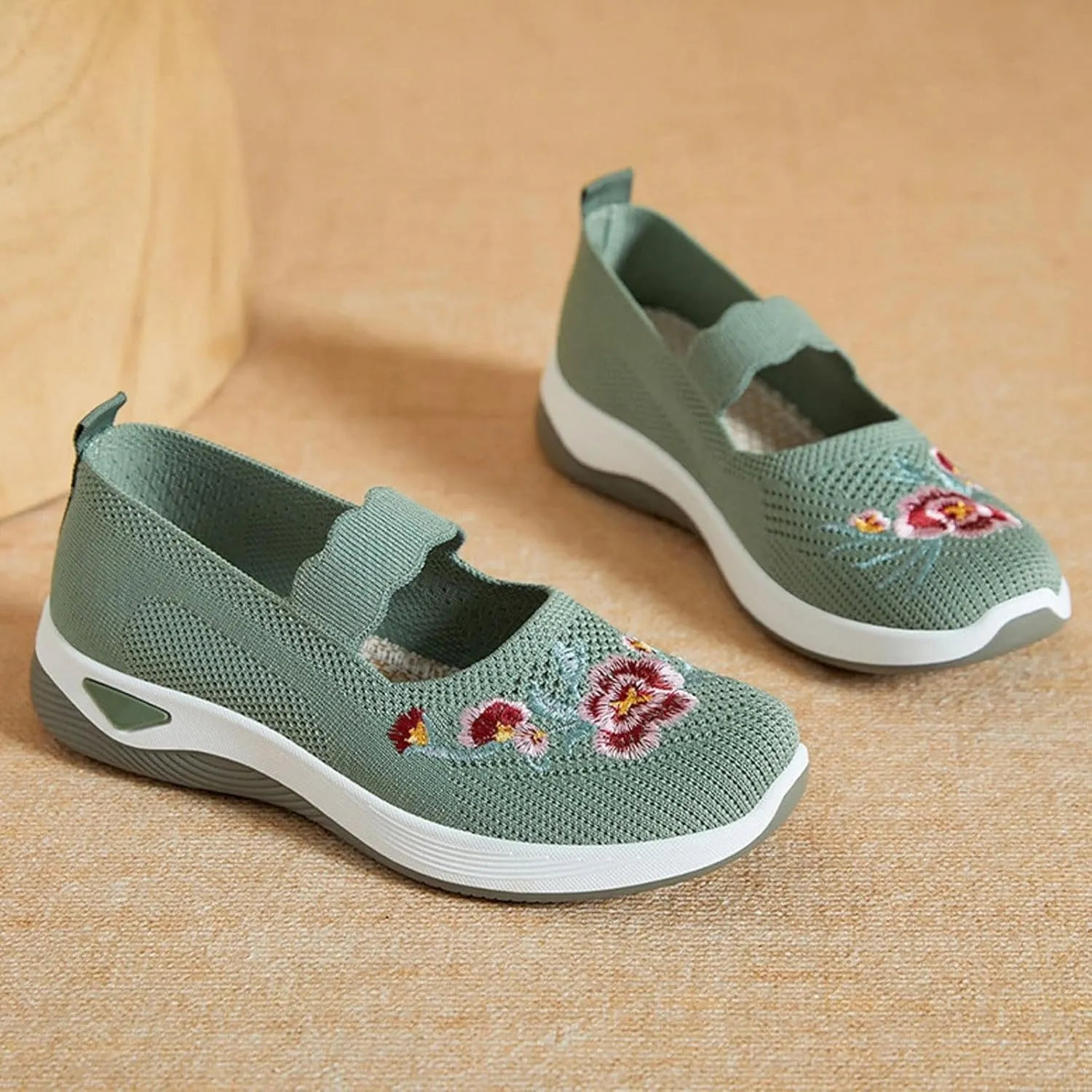 Slip On Shoes for Women Fashion Printed Labor Work Shoes Hook and Loop Strap Walking Shoes Arch Support Shoes