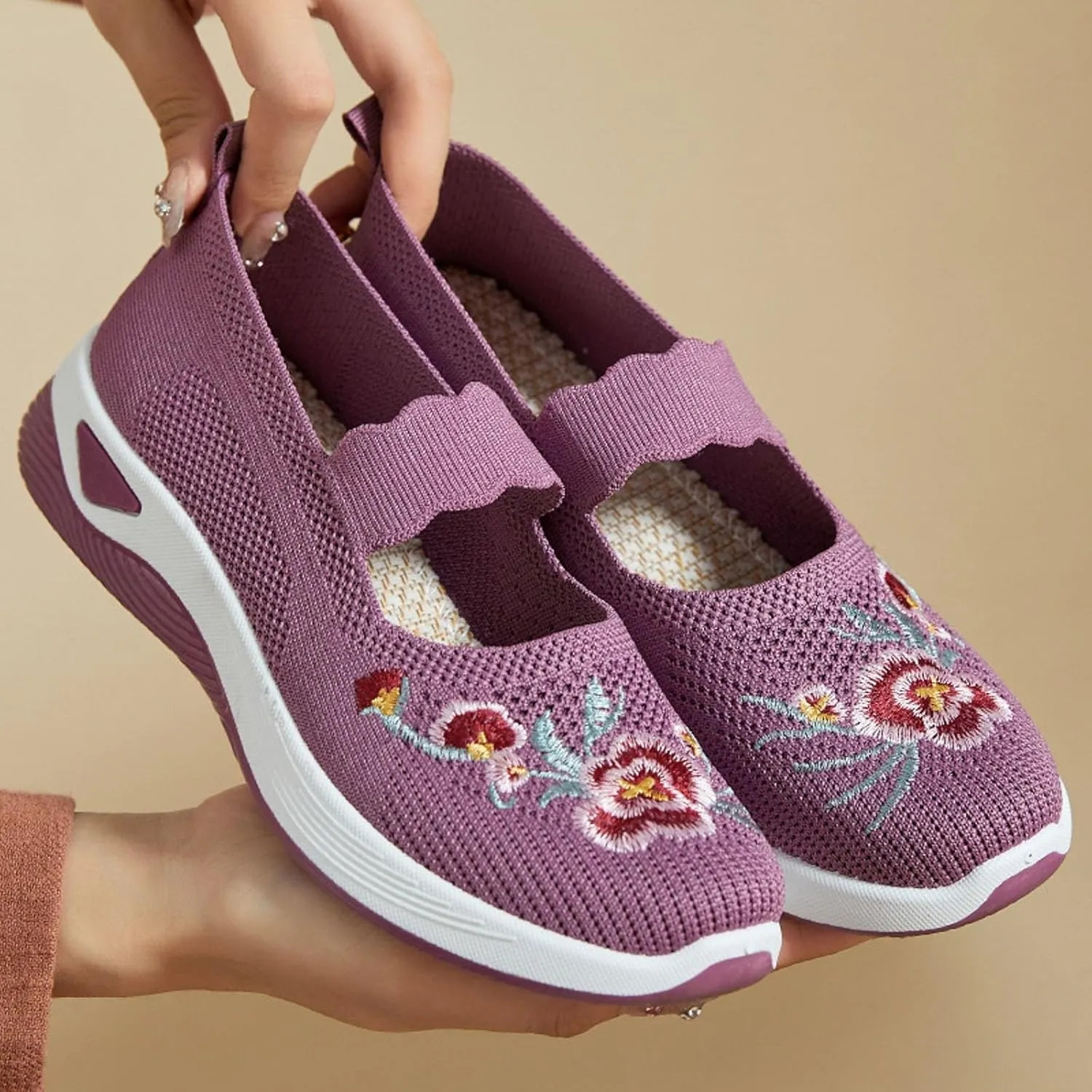 Slip On Shoes for Women Fashion Printed Labor Work Shoes Hook and Loop Strap Walking Shoes Arch Support Shoes