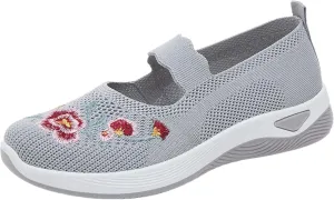Slip On Shoes for Women Fashion Printed Labor Work Shoes Hook and Loop Strap Walking Shoes Arch Support Shoes