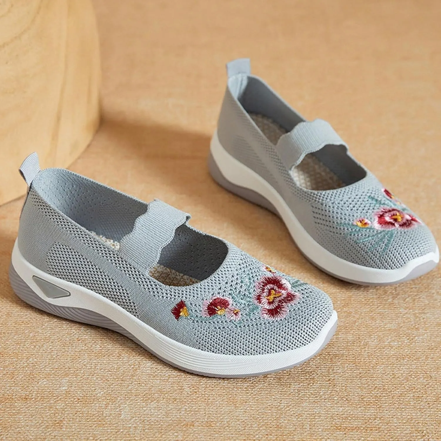 Slip On Shoes for Women Fashion Printed Labor Work Shoes Hook and Loop Strap Walking Shoes Arch Support Shoes