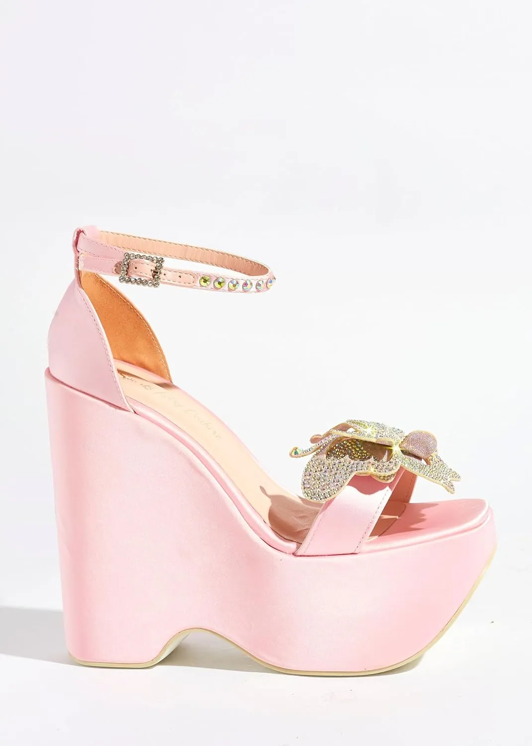 Sparkl Fairy Couture Womens High Chunky Sole Open Toe Block Heels Ankle Strap Gabriella Platform Pink
