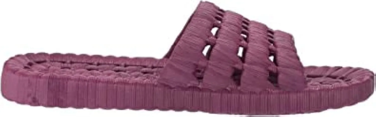TECS Women's Flexible PVC Lightweight Relax Water Sandal | Open Toe Slipper with Drainage Hole for Beach, Showers, Dorms, & Outdoor