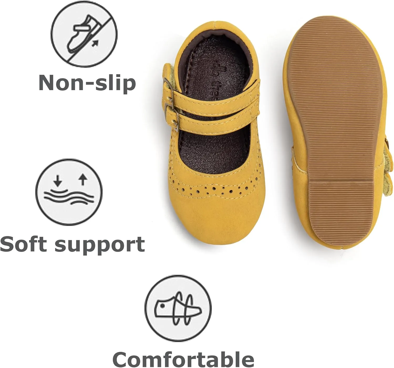 THEE BRON Toddler Mary Janes | Arch Support Leather Princess Shoes | Birthday Party Flats