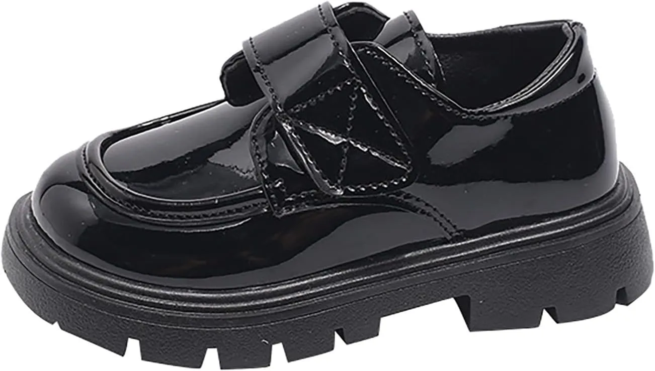 Toddler Kids Platform Loafer Girls Dress Chunky Loafers Boys Leather Flats Round Toe School Uniform Slip On Shoes