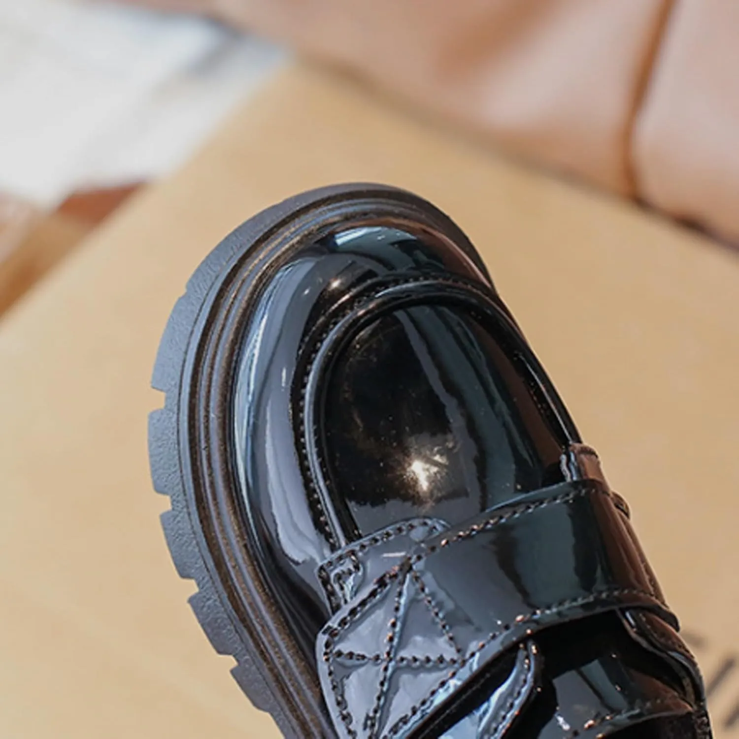 Toddler Kids Platform Loafer Girls Dress Chunky Loafers Boys Leather Flats Round Toe School Uniform Slip On Shoes
