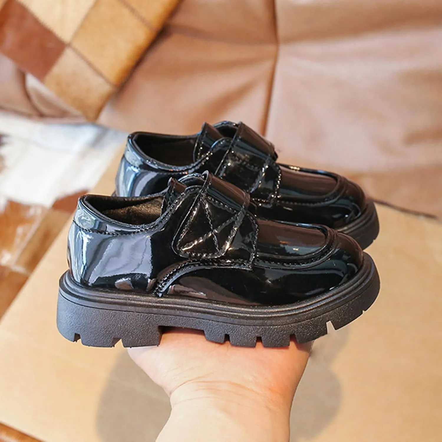 Toddler Kids Platform Loafer Girls Dress Chunky Loafers Boys Leather Flats Round Toe School Uniform Slip On Shoes