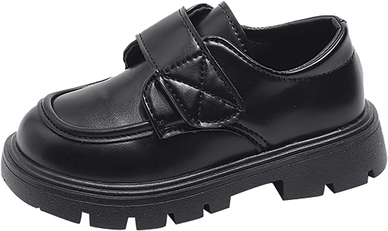 Toddler Kids Platform Loafer Girls Dress Chunky Loafers Boys Leather Flats Round Toe School Uniform Slip On Shoes