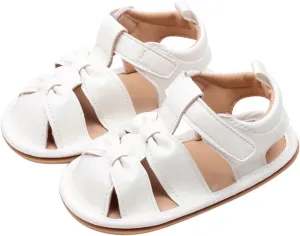 Toddler Leather Soft Open Toe Sandals Adjusted Strap Flat Wide Shoes Summer Barefoot Beach Pool Baby Infant Sandals