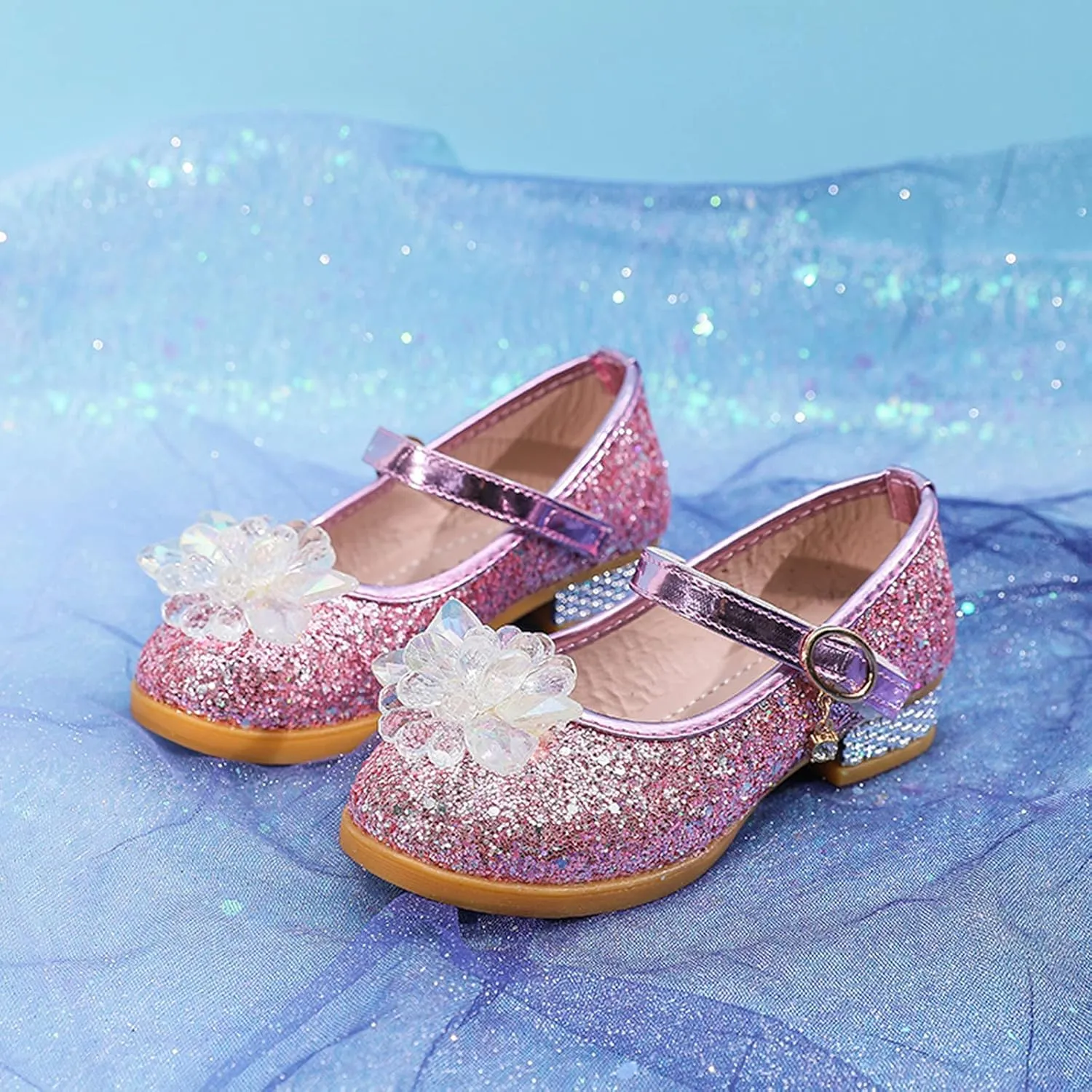Toddler Little Girl Dress Shoes Girl Mary Jane Flats Party School Wedding Crystal Bling Dance Princess Shoes Sandals