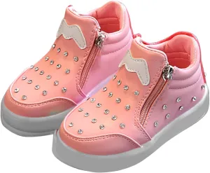Toddler Pearl Flat Sneaker Ankle Side Zipper Soft Sole Sport Shoes Outdoor Baby Boys Kids First Walking Non Slip Running