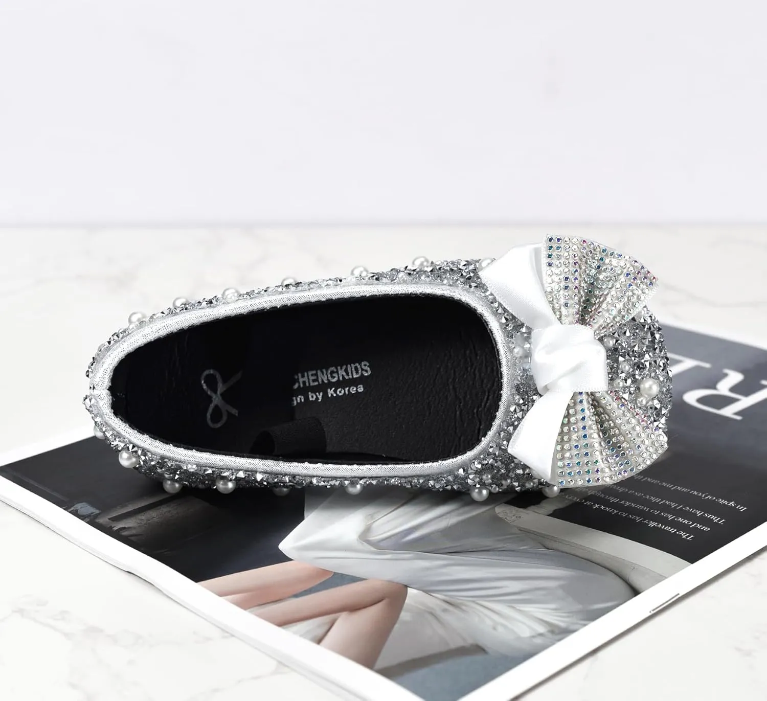 TRIWORIAE-Bling Girls Princess Shoes Glitter Ballerina Ballet Flats for Kid Toddler for Wedding Birthday Party