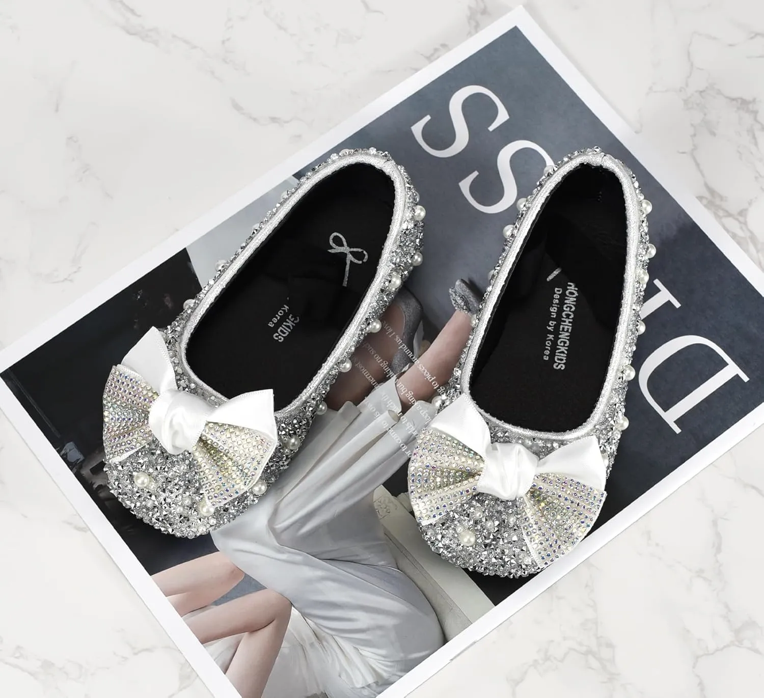 TRIWORIAE-Bling Girls Princess Shoes Glitter Ballerina Ballet Flats for Kid Toddler for Wedding Birthday Party