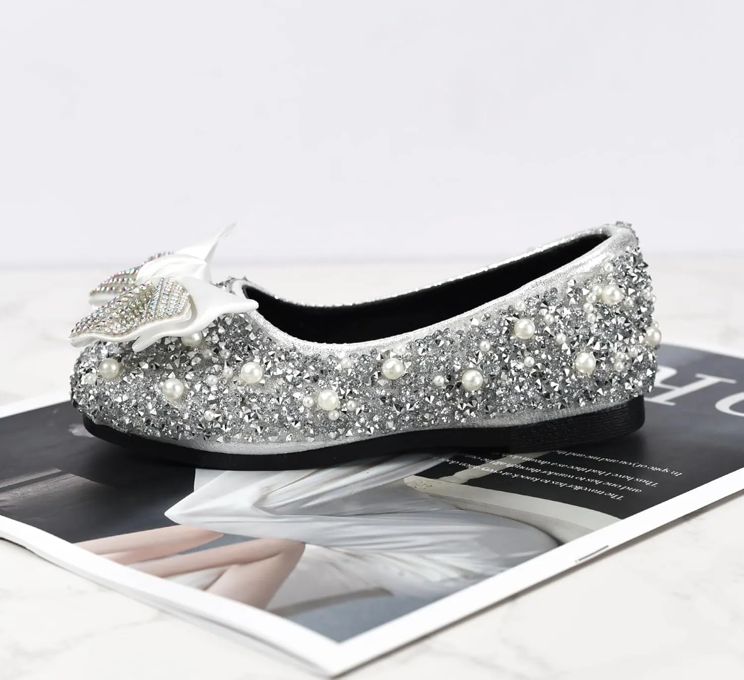 TRIWORIAE-Bling Girls Princess Shoes Glitter Ballerina Ballet Flats for Kid Toddler for Wedding Birthday Party