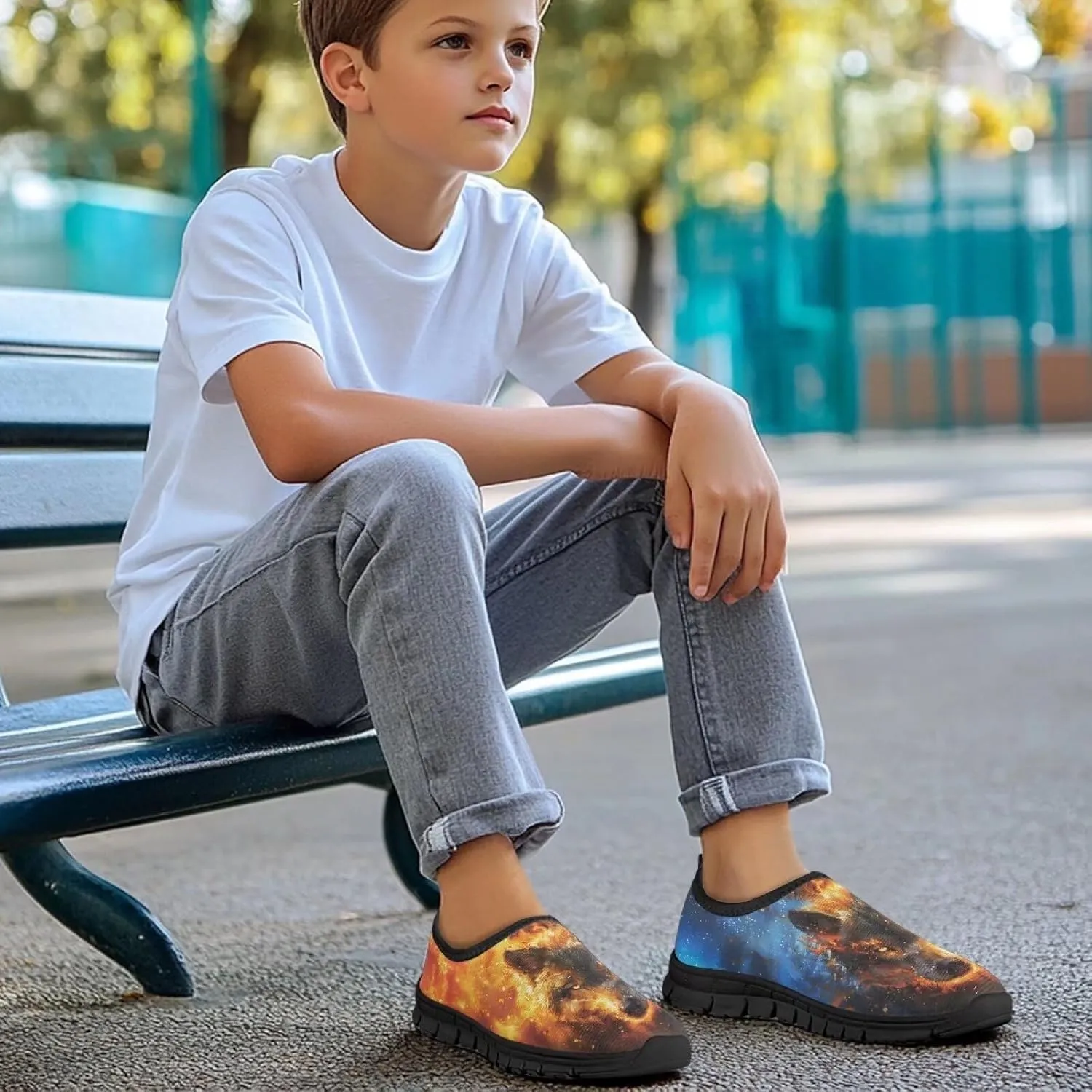 Unisex Slip On Flats Sneakers for Boys Girls,Children's Air Mesh Running Shoes Outdoor Sport Training Shoes