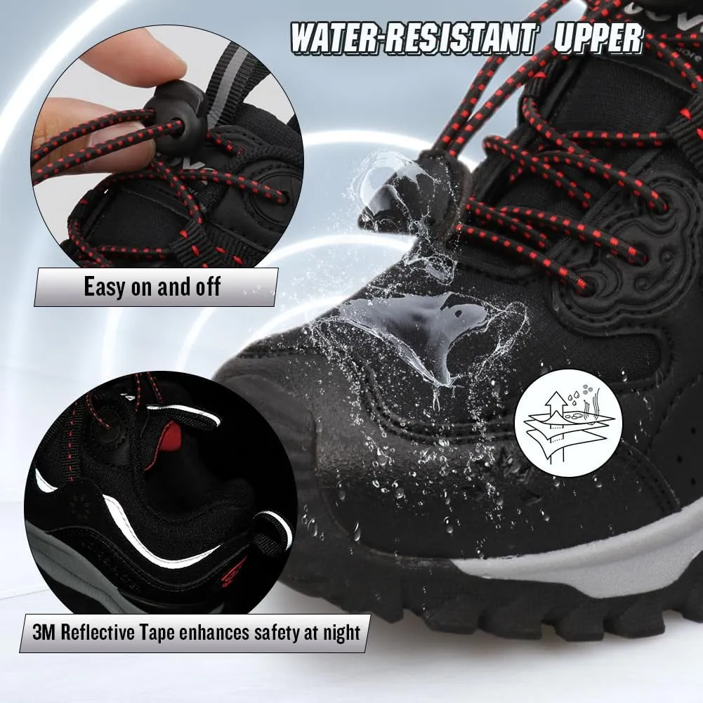UOVO Girls Boys Hiking Shoes Boys Girls Waterproof Sneakers Kids Running Tennis Outdoor Shoes Non-Slip Lightweight