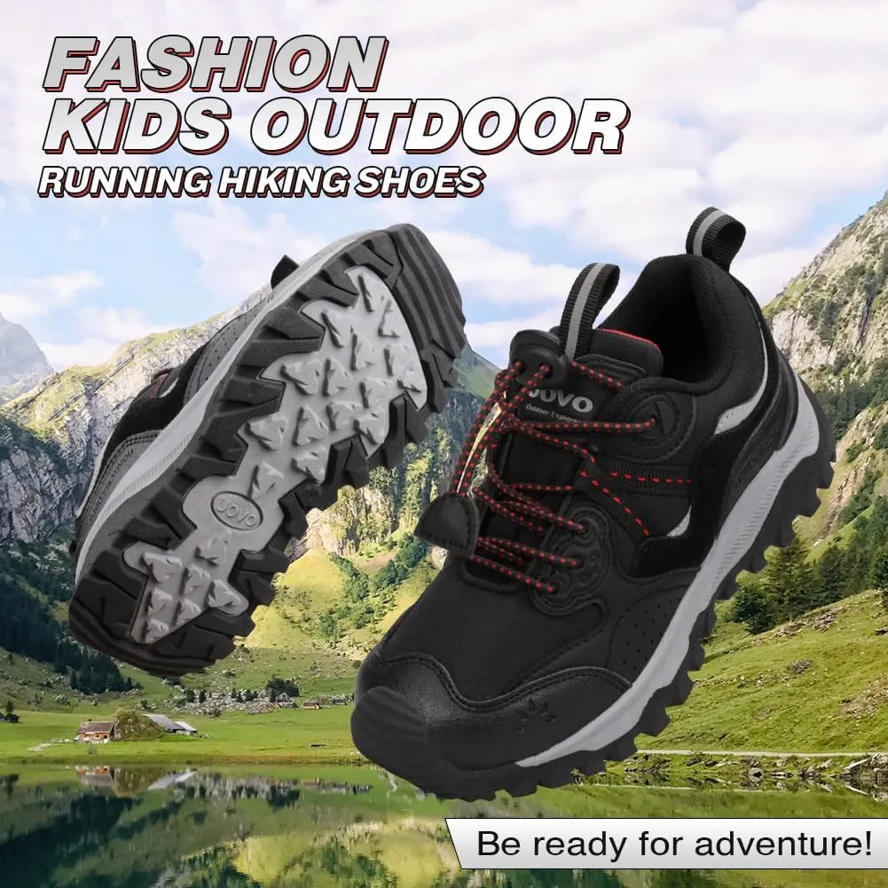 UOVO Girls Boys Hiking Shoes Boys Girls Waterproof Sneakers Kids Running Tennis Outdoor Shoes Non-Slip Lightweight