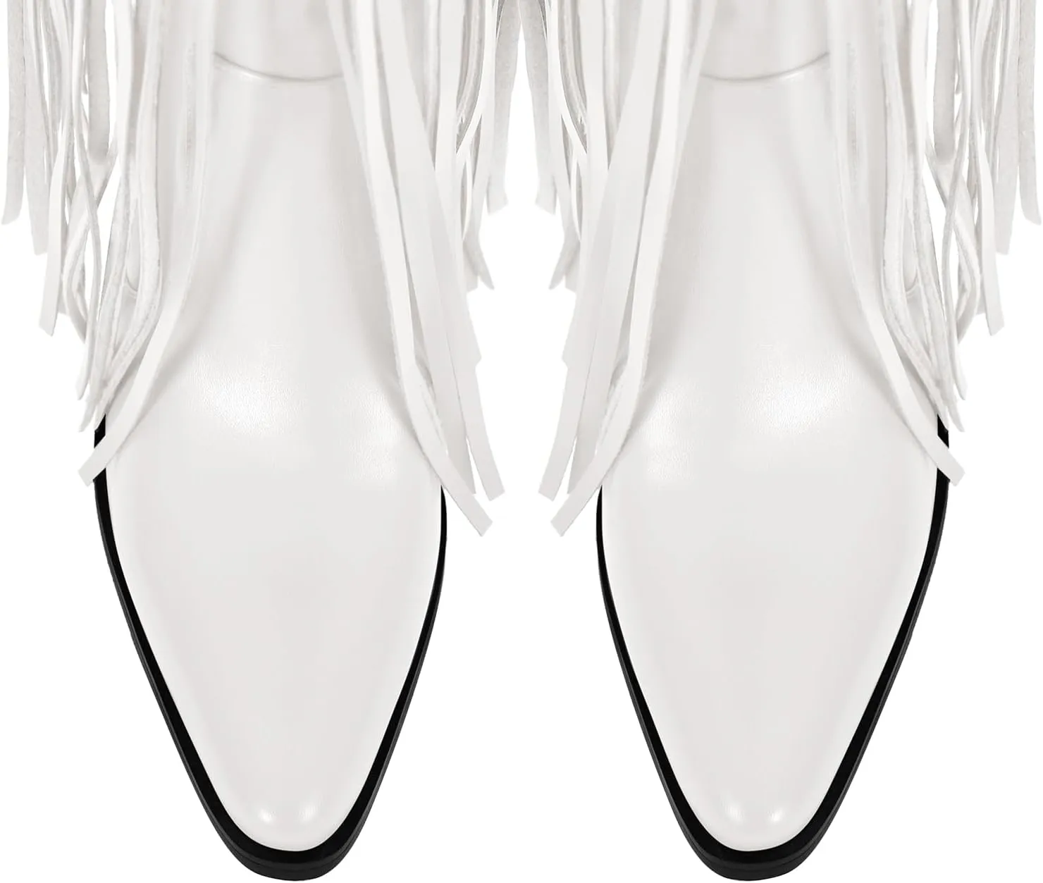 VERISSON Point Toe Zip up Block Heeled Over the Knee Boots side Zippers Studded Rivets Tassel Booties