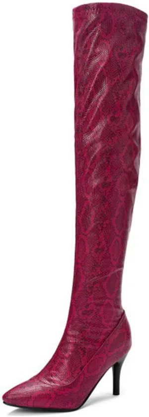 Vujkliy Women's 3.1IN Stiletto Over The Knee Boots Fashion Side Zipper Catwalk High Heels