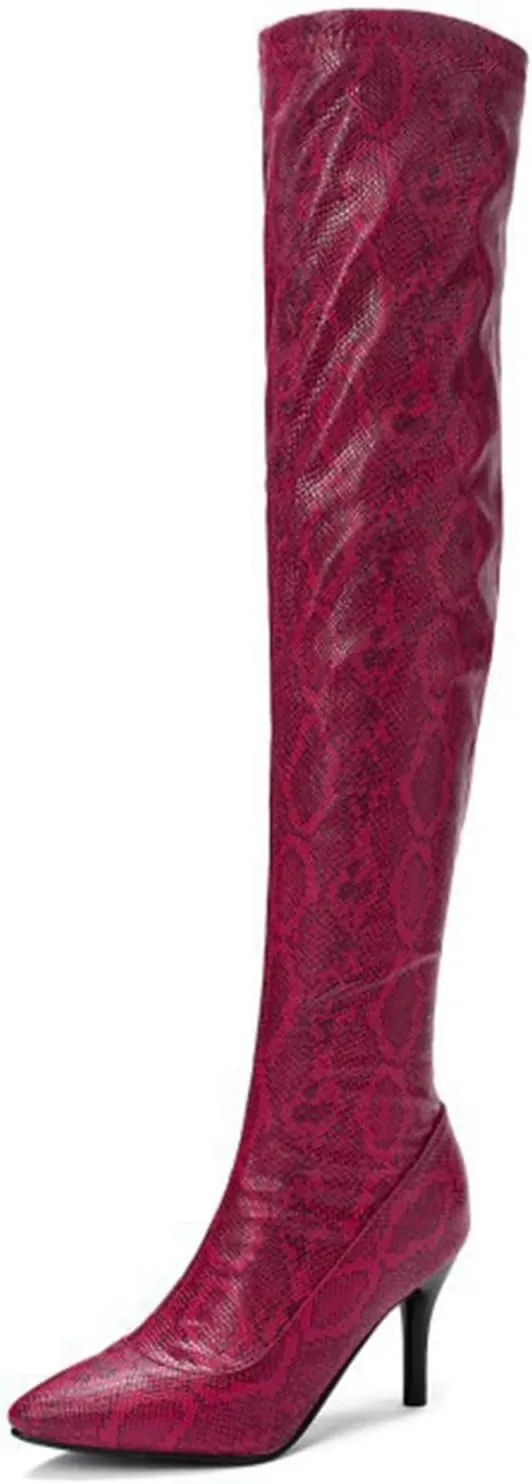 Vujkliy Women's 3.1IN Stiletto Over The Knee Boots Fashion Side Zipper Catwalk High Heels