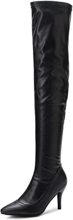 Vujkliy Women's 3.1IN Stiletto Over The Knee Boots Fashion Side Zipper Catwalk High Heels